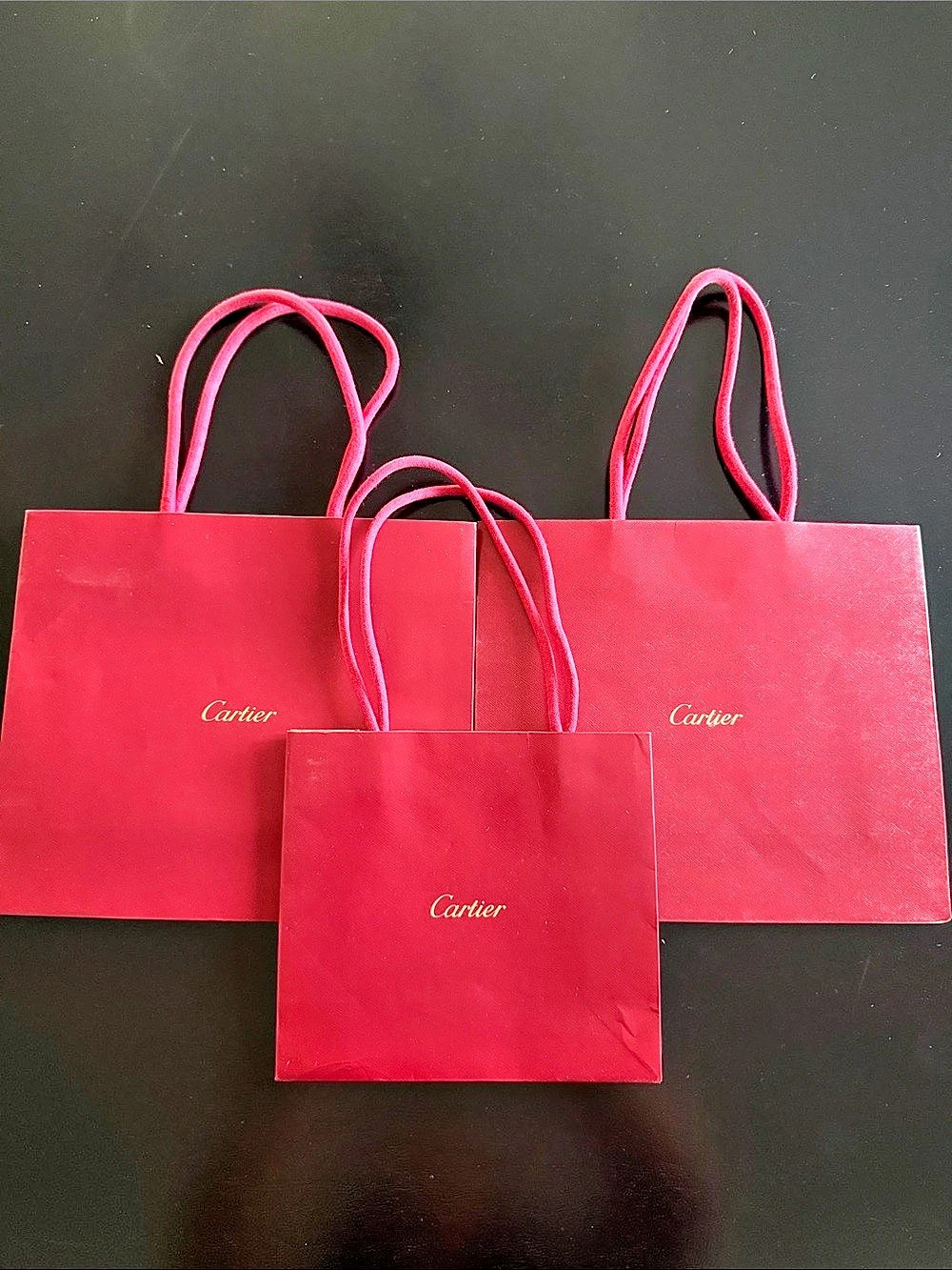 Cartier Red Shopping Bag Bundle Red Paper Shopping Bags Set of 3